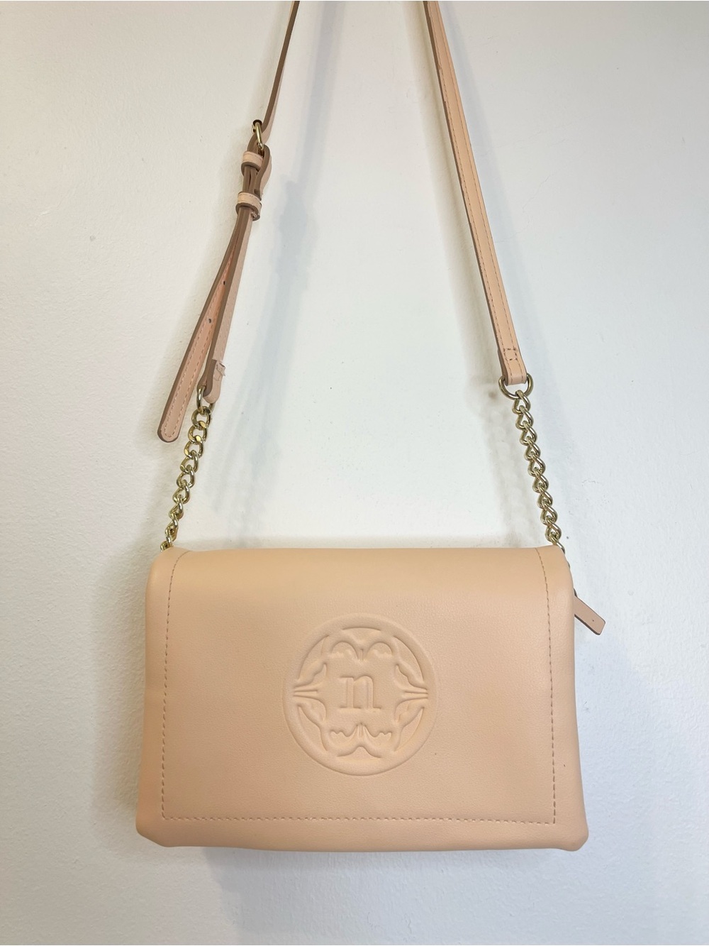 Nanette Lepore Blush Peach Embossed Logo Crossbody